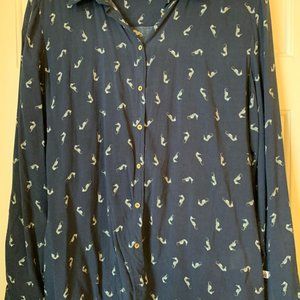 Navy blue light weight long sleeved blouse